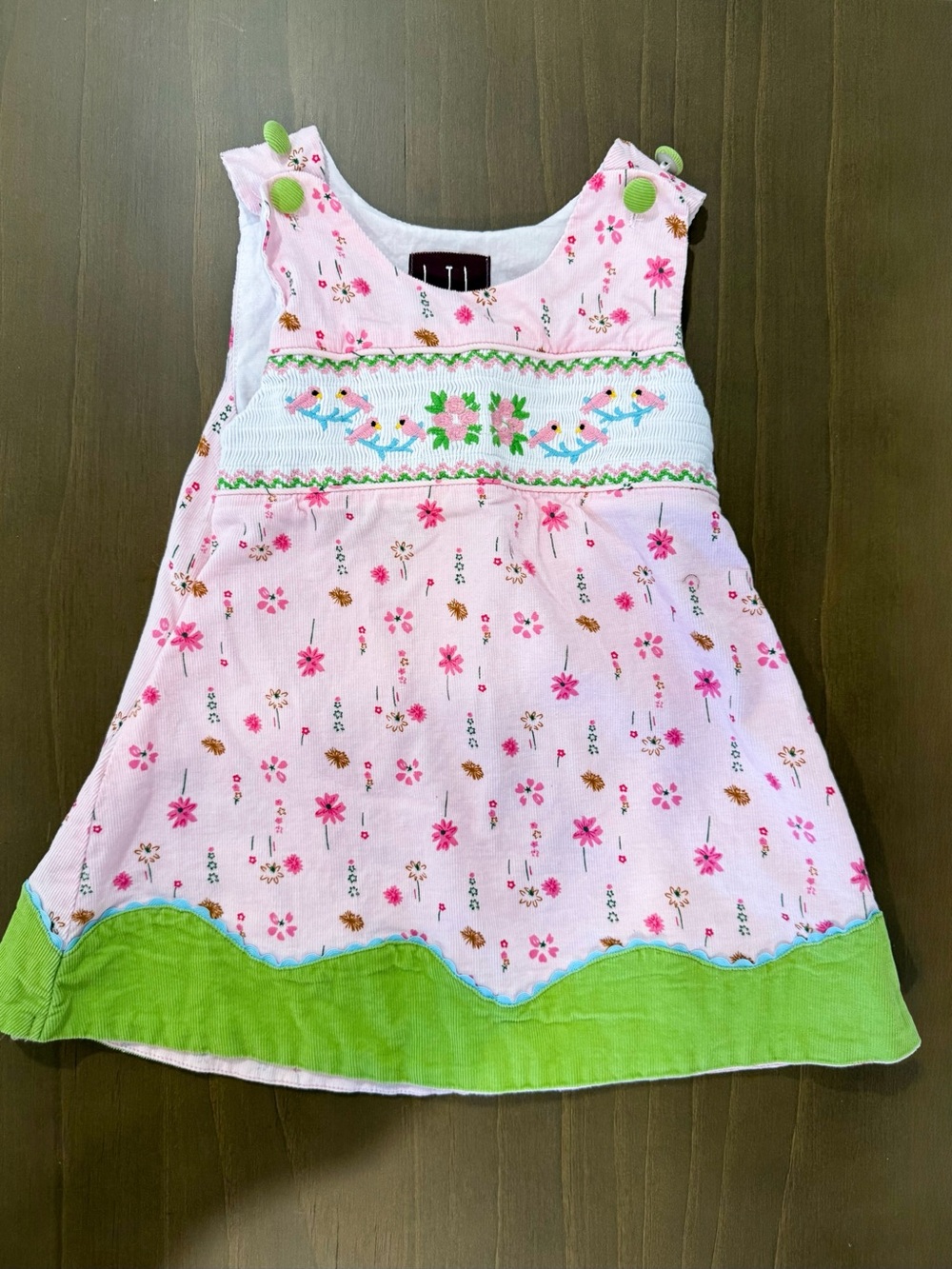 Lil Cactus Baby Girl Pink Floral Hand-Smocked Dress 6–12M 100% Cotton